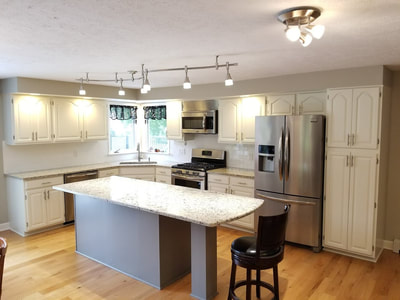 Completed open kitchen cabinet transformation